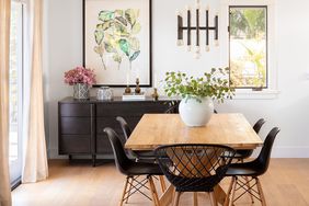 dining room with table and black chairs