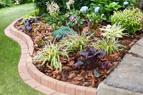 curvy brick border plants flowers bed garden landscaping