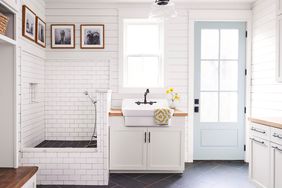 Mudroom with pet washing station