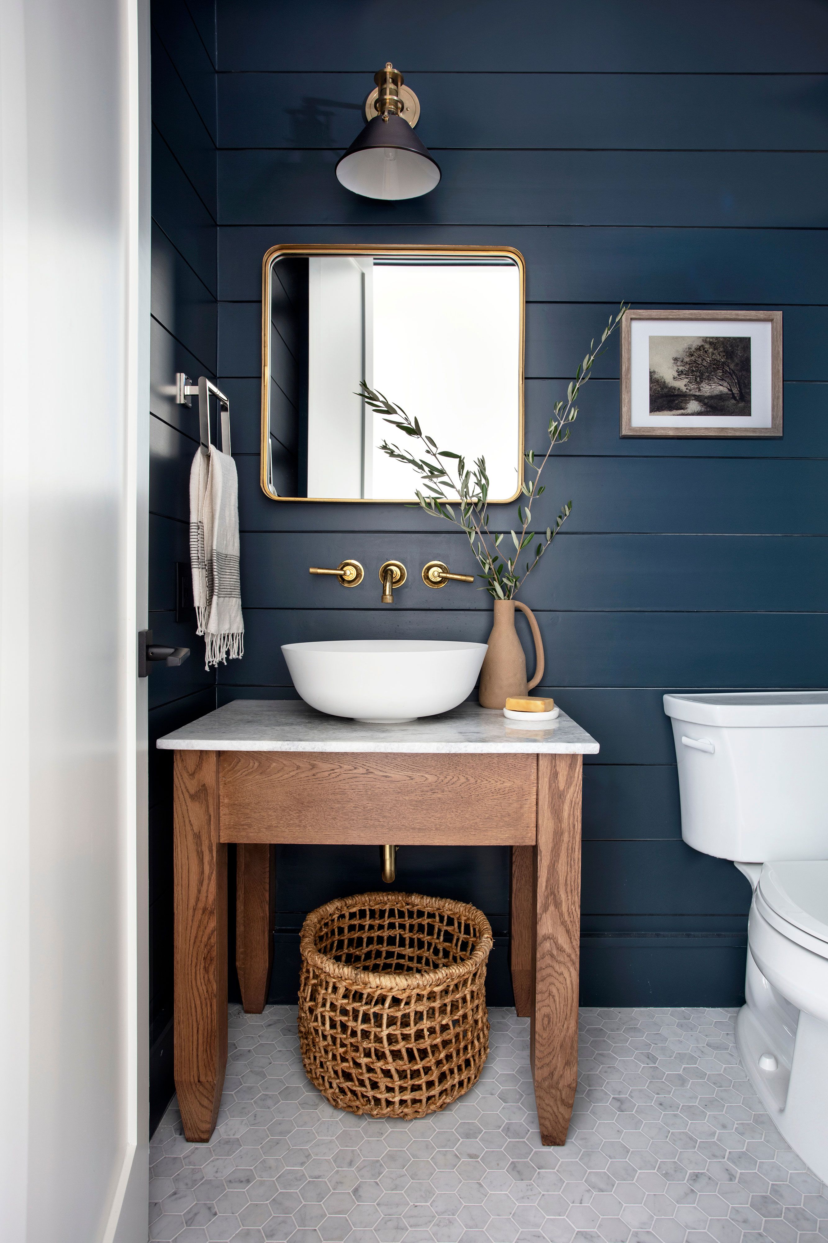 Modern farmhouse powder bathroom