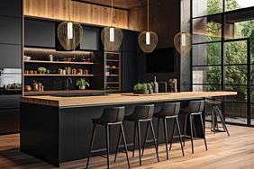 savanti pendant lights by Z-Lite in black kitchen