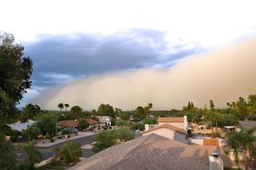 Desert dust storm ("Haboob") rolling in across the city.