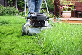 mowing wet lawn