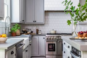 kitchen with concrete countertops