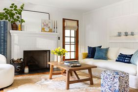 Blue and white living room