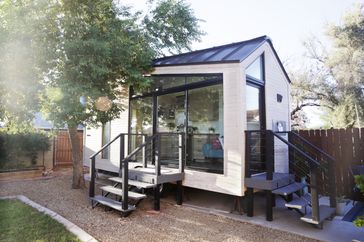 Tiny house with angled windows