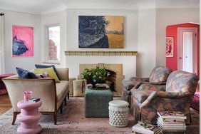 formal living room with pink accents