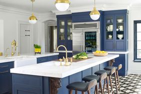 Coastal kitchen with bold tile