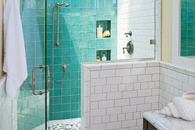 shower patterned floor blue tiles