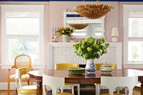 Blue and yellow dining room