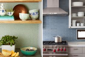 Kitchens with porcelain and ceramic backsplash tile