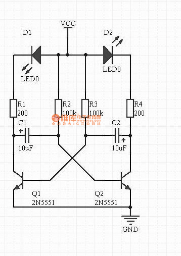 LED闪烁电路图 