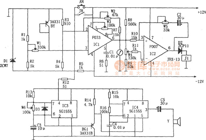 库房温度测量报警器(F007、5G1555、F033)图