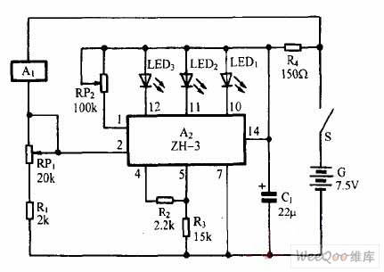 巧用ZH-3作暗房温度显示器电路图