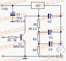 LM317组成的闪烁灯电路图