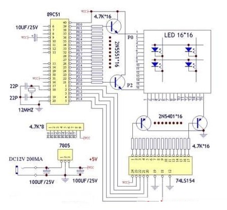 一款关于LED点阵屏显电路图