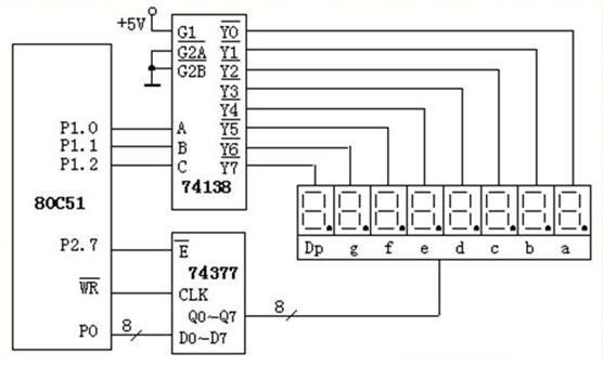 共阴型8位动态显示电路图