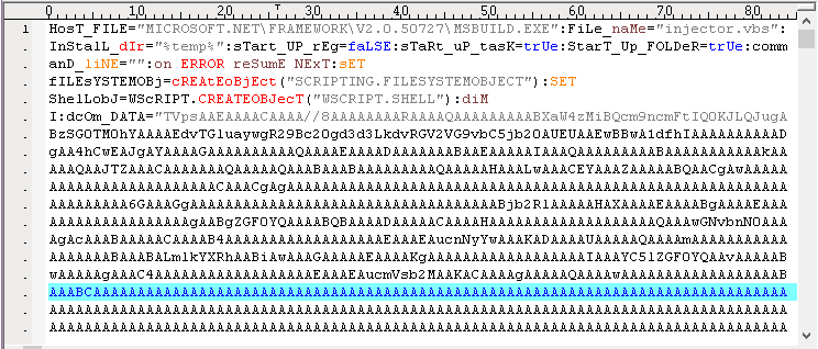 Figure 3. Snippet of the decoded VBS code