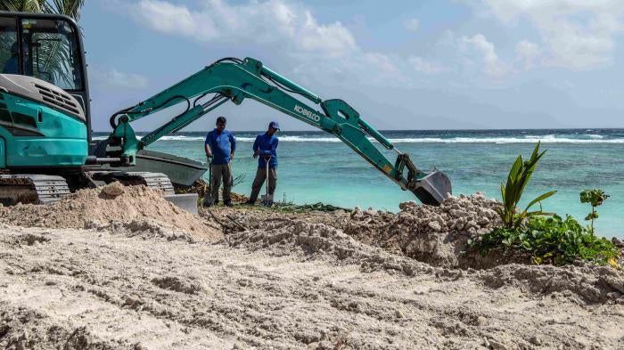 Construction site on a beach