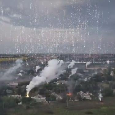 Incendiary weapons fall over the city of Bakhmut, in the Donetsk region of Ukraine, on November 1, 2022. 