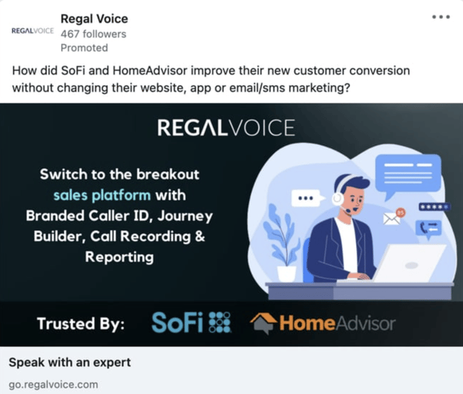 Regal Voice LinkedIn Ad