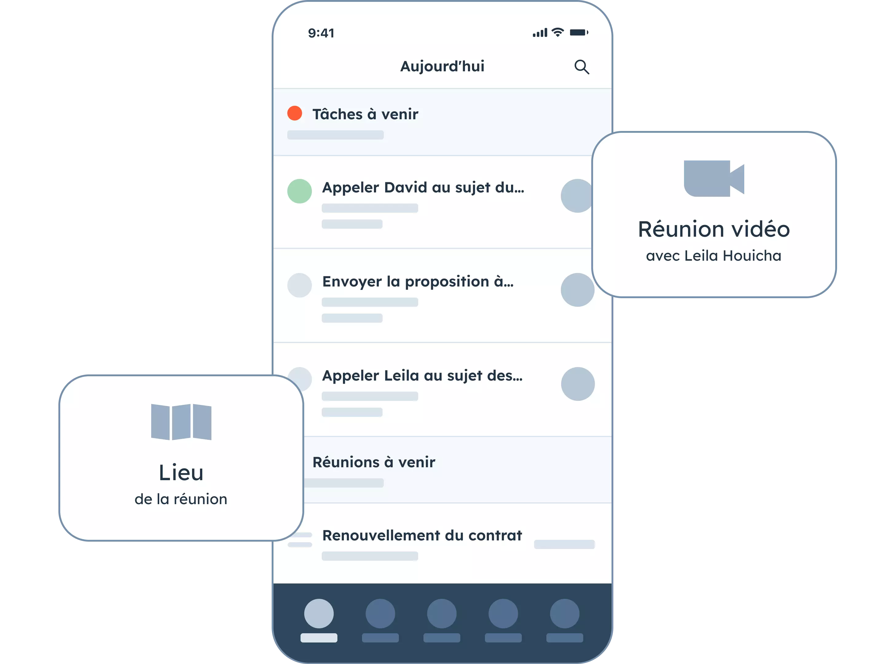 Organisation de l'agenda dans l'application HubSpot