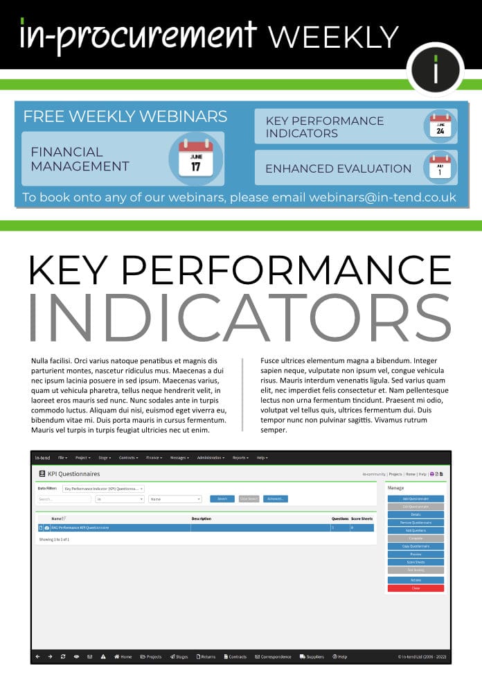 Front cover of our In-procurement weekly bulletin