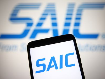 A SAIC (Science Applications International Corporation) logo is seen on a smartphone and a PC screen