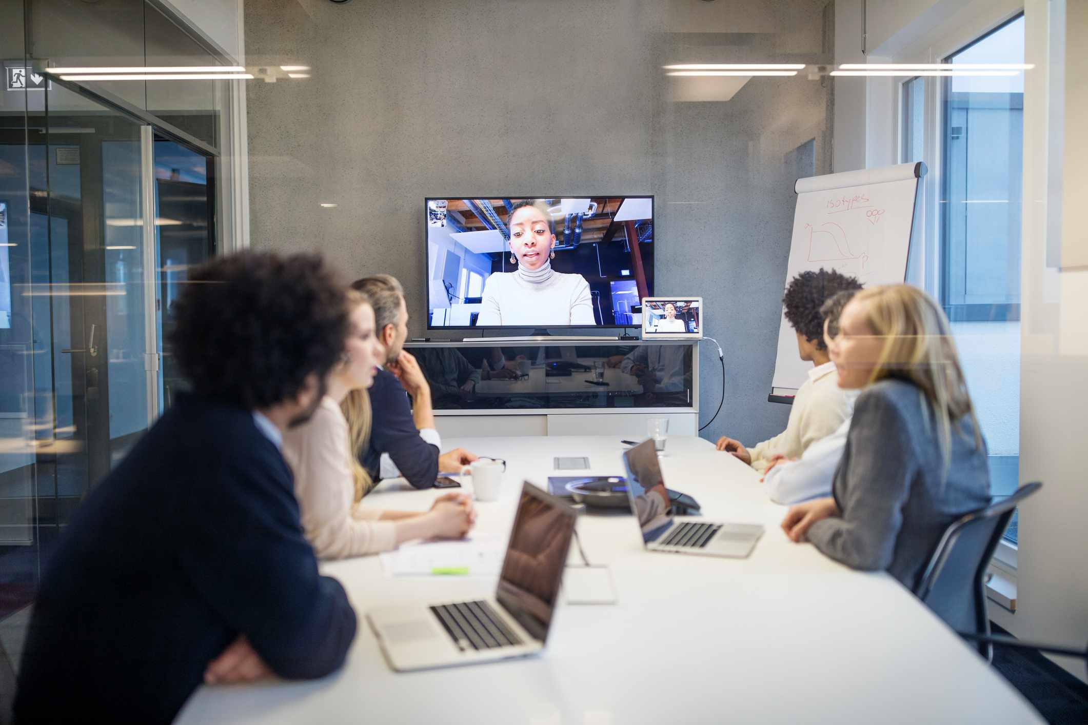 Group of business people having video conference