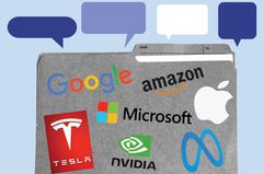 illustration of tech stock logos, representing conversations around portfolios