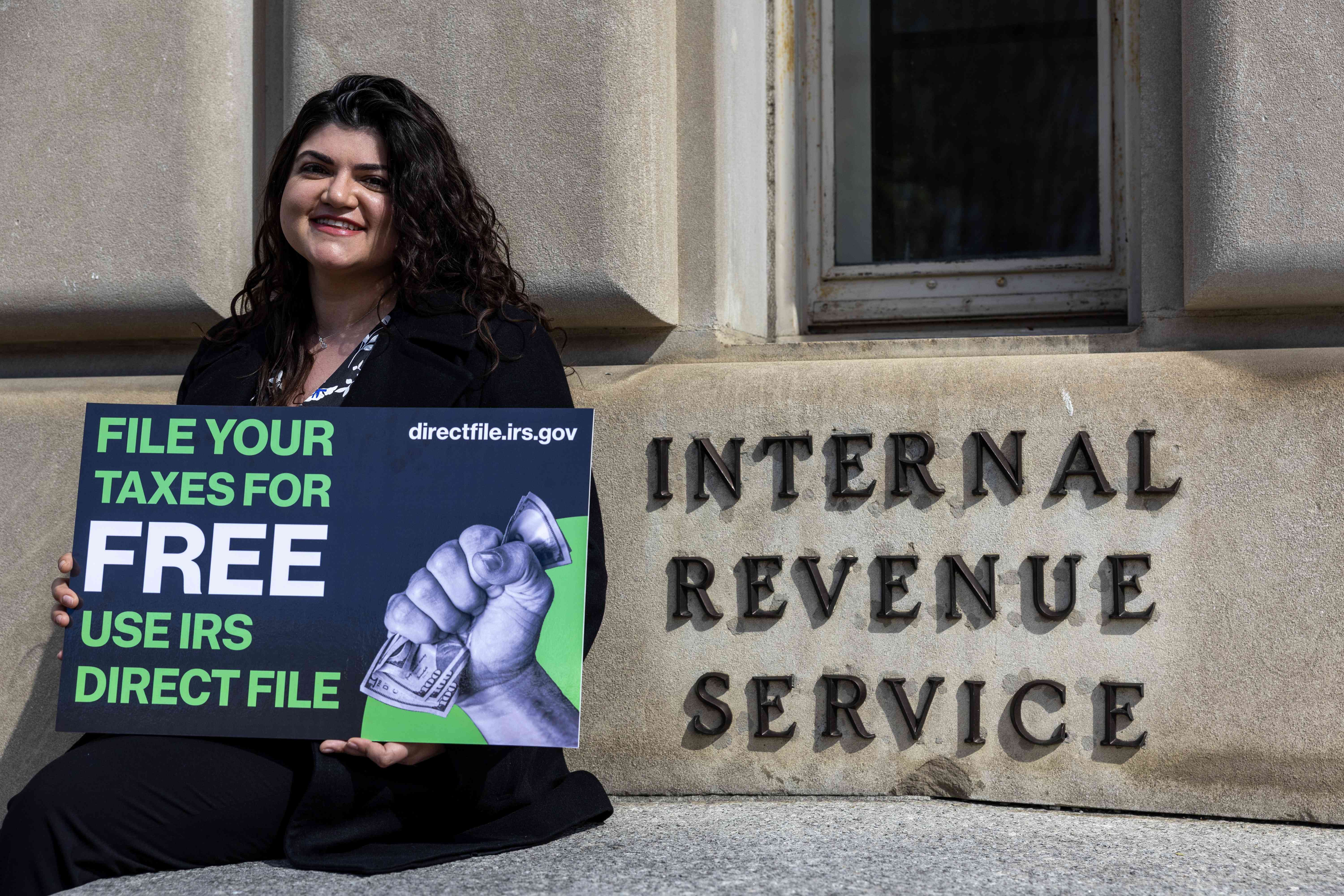 People use IRS Direct File at the Internal Revenue Service Building on April 05, 2024 in Washington, DC. 