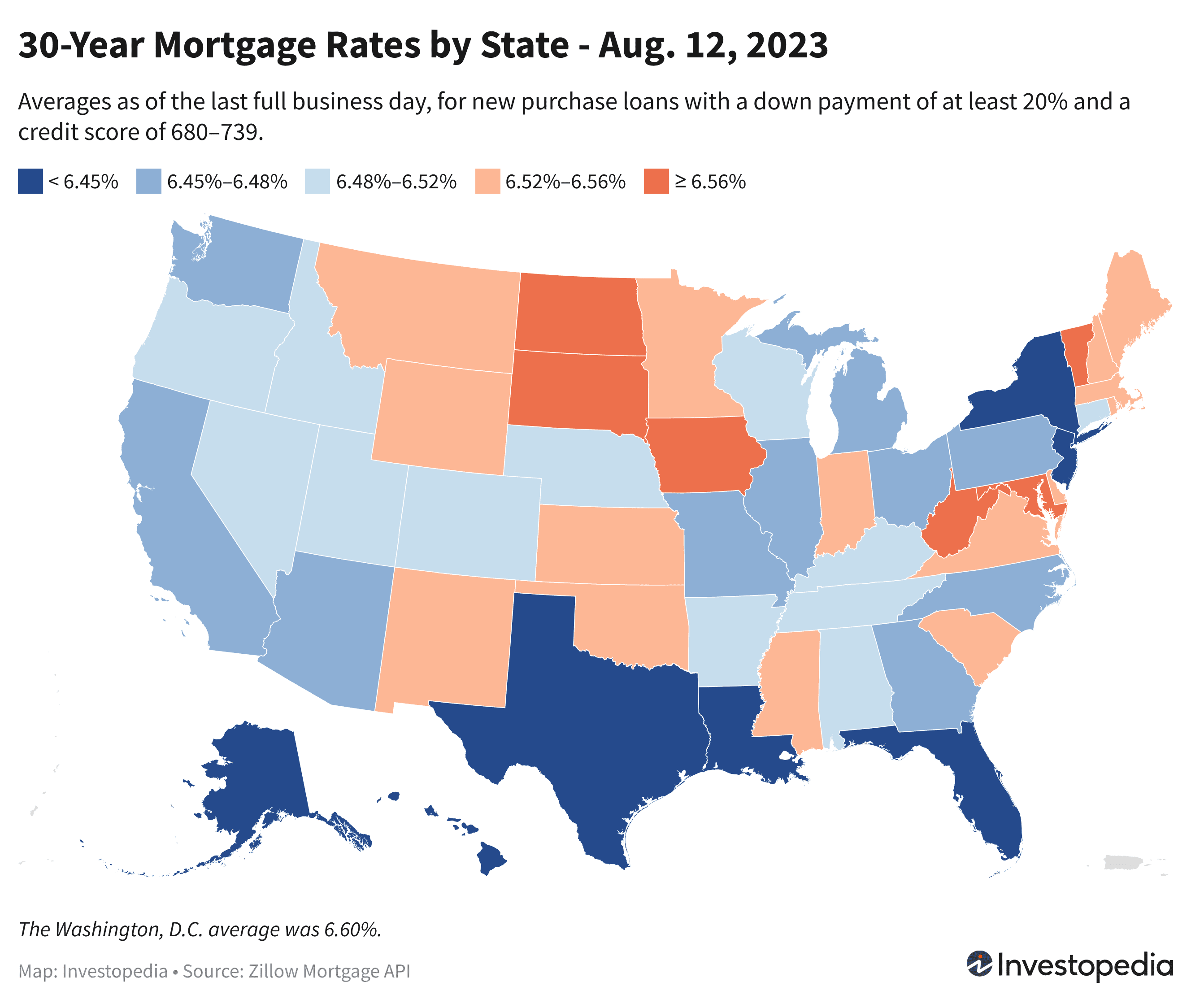 30-Year Mortgage Rates by State - Aug. 12, 2024