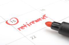 calendar marked retirement