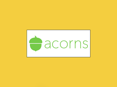 Image shows a yellow background with the acorns logo in the center.