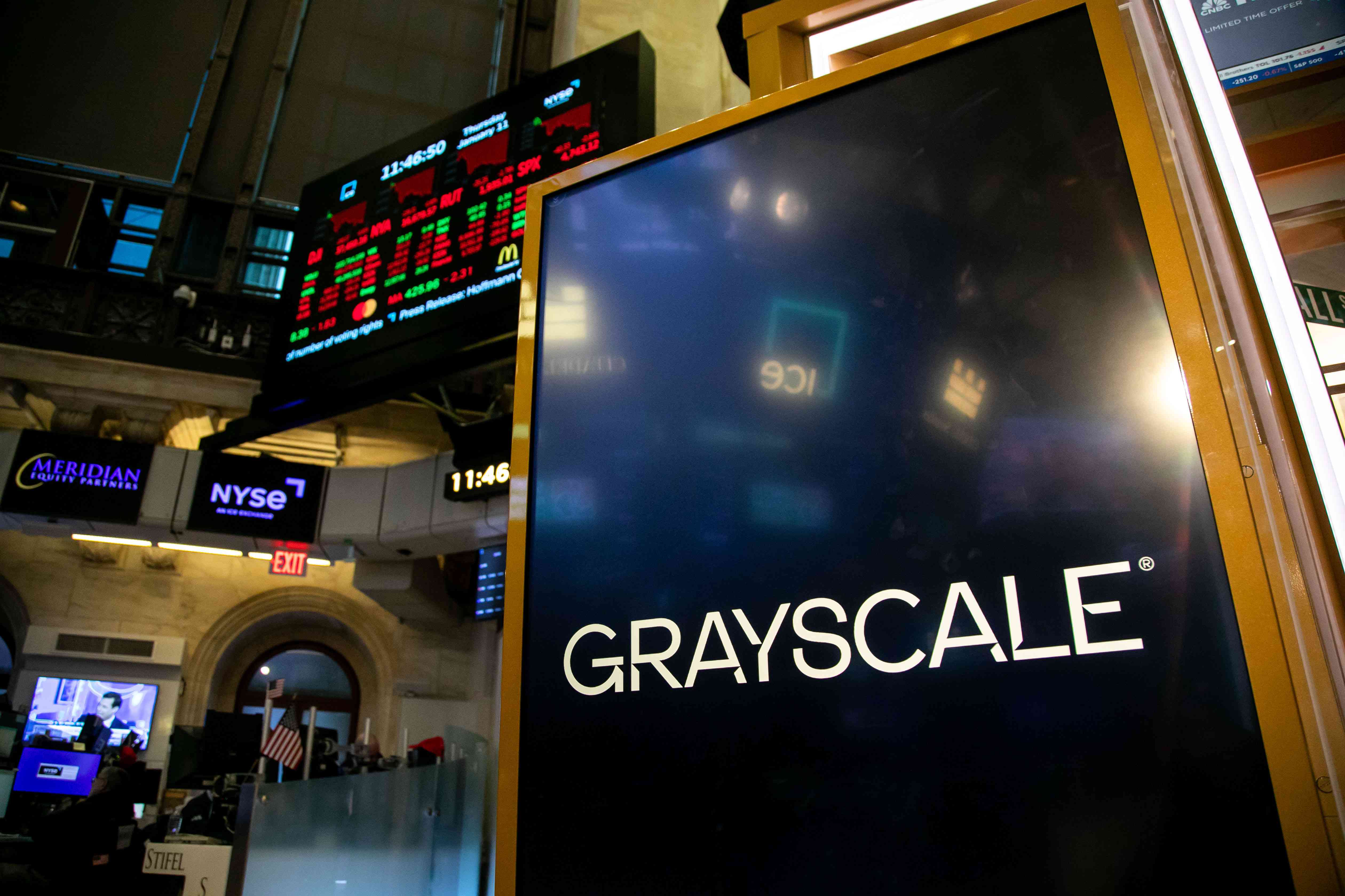 Grayscale sign at NYSE