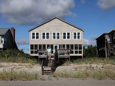 Man leaving his beachfront property