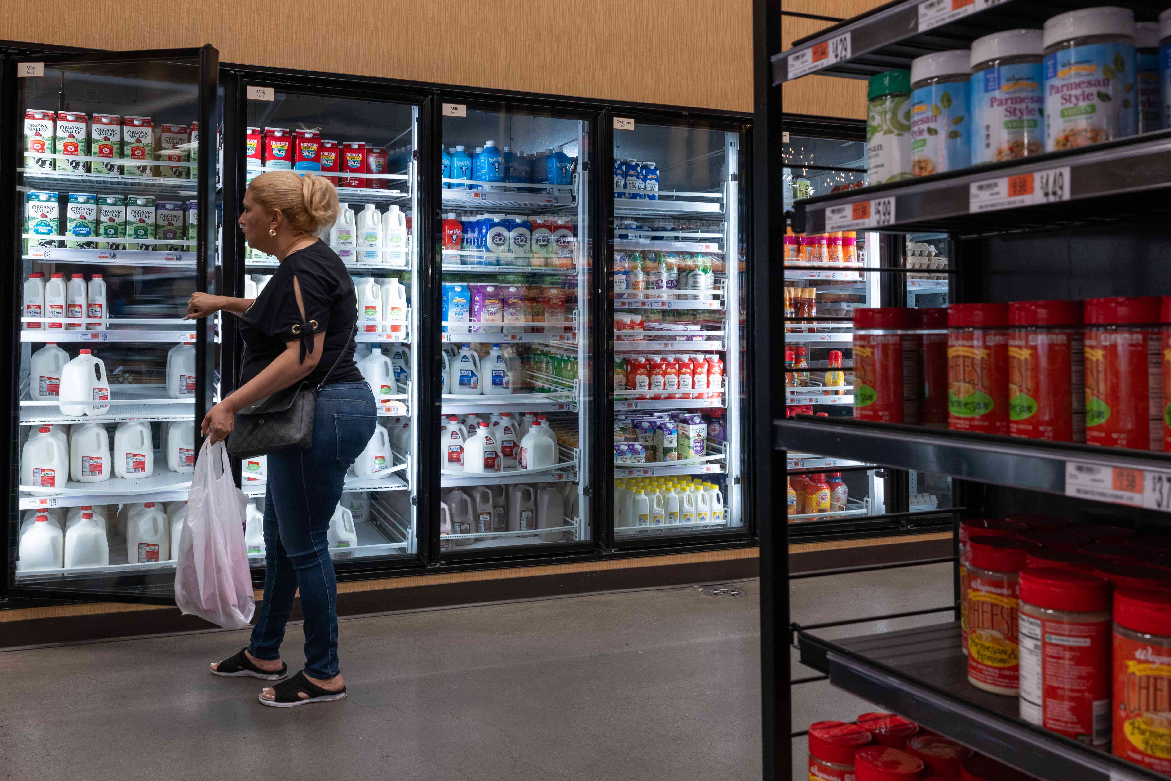 People shop at a grocery store in Brooklyn on July 11, 2024 in New York City.