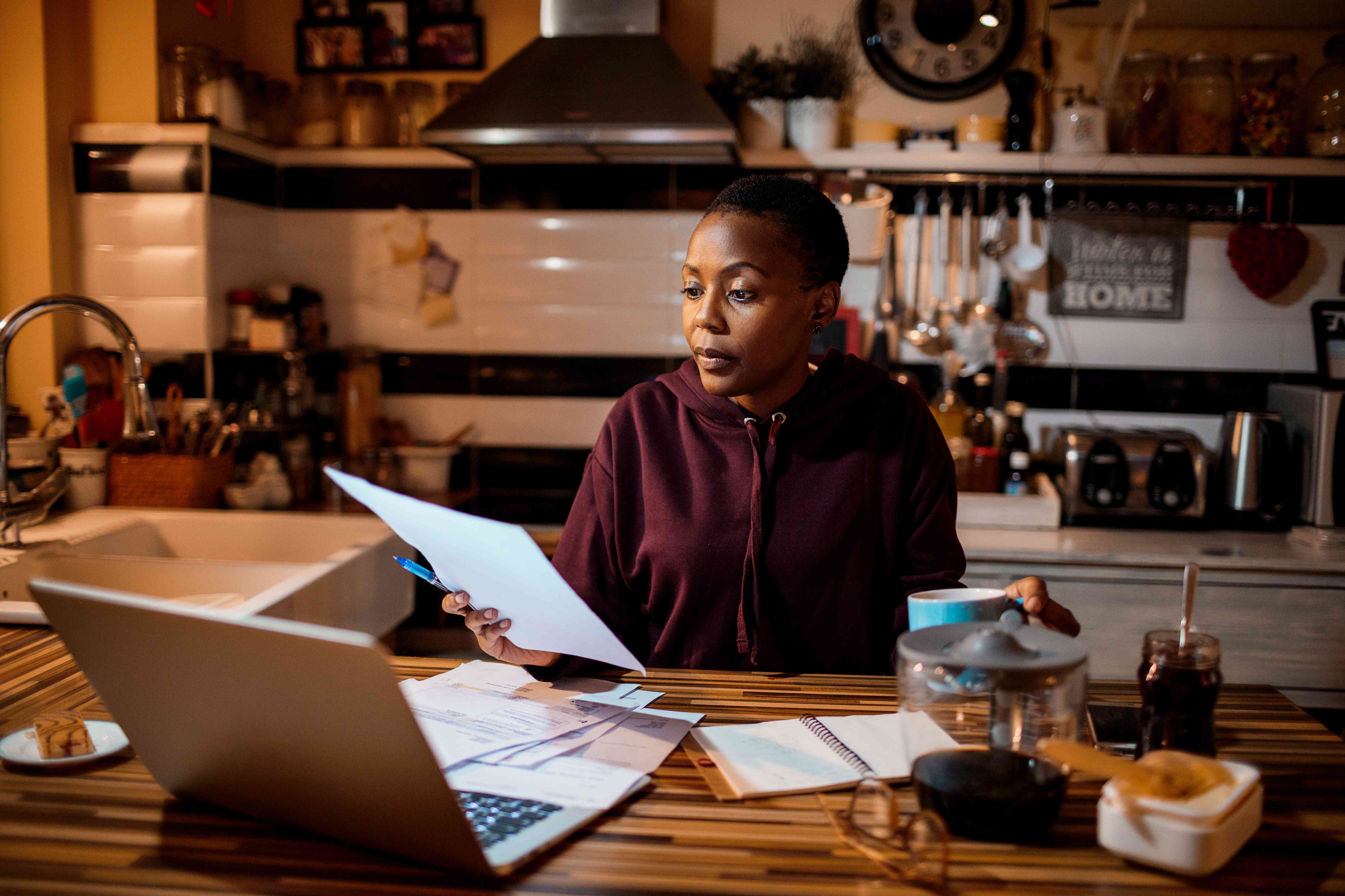 Woman looking at billing statement