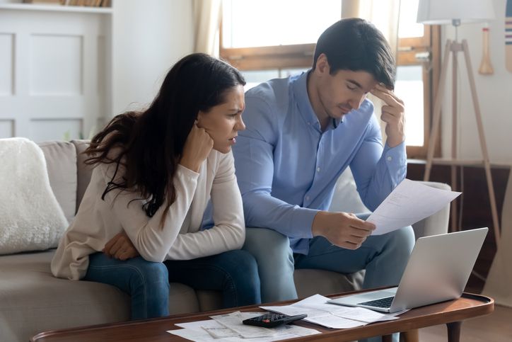 Couple looking at papers