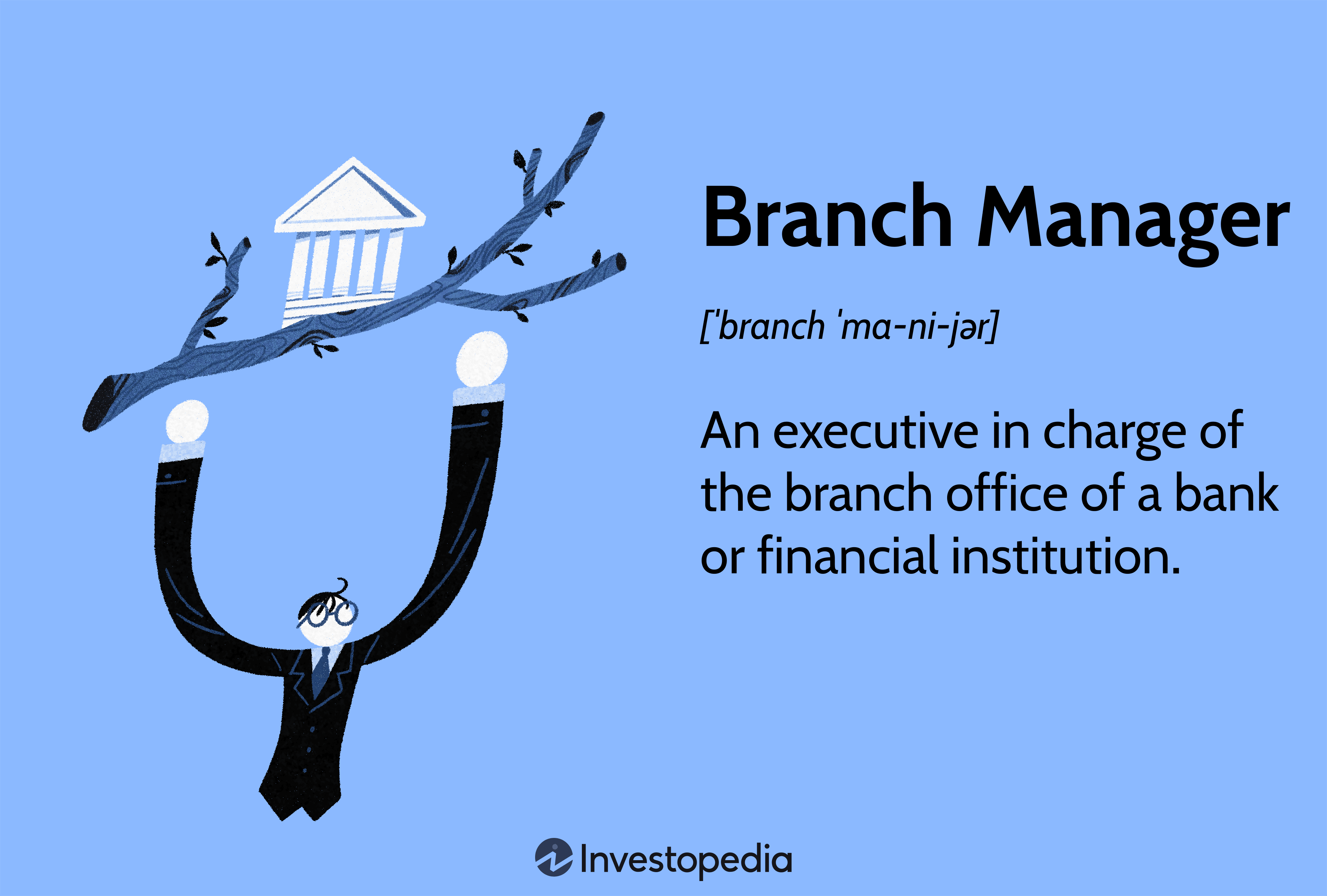 Branch Manager: An executive in charge of the branch office of a bank or financial institution.