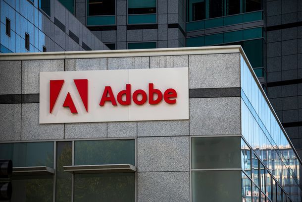 Signage on Adobe headquarters in San Jose, California