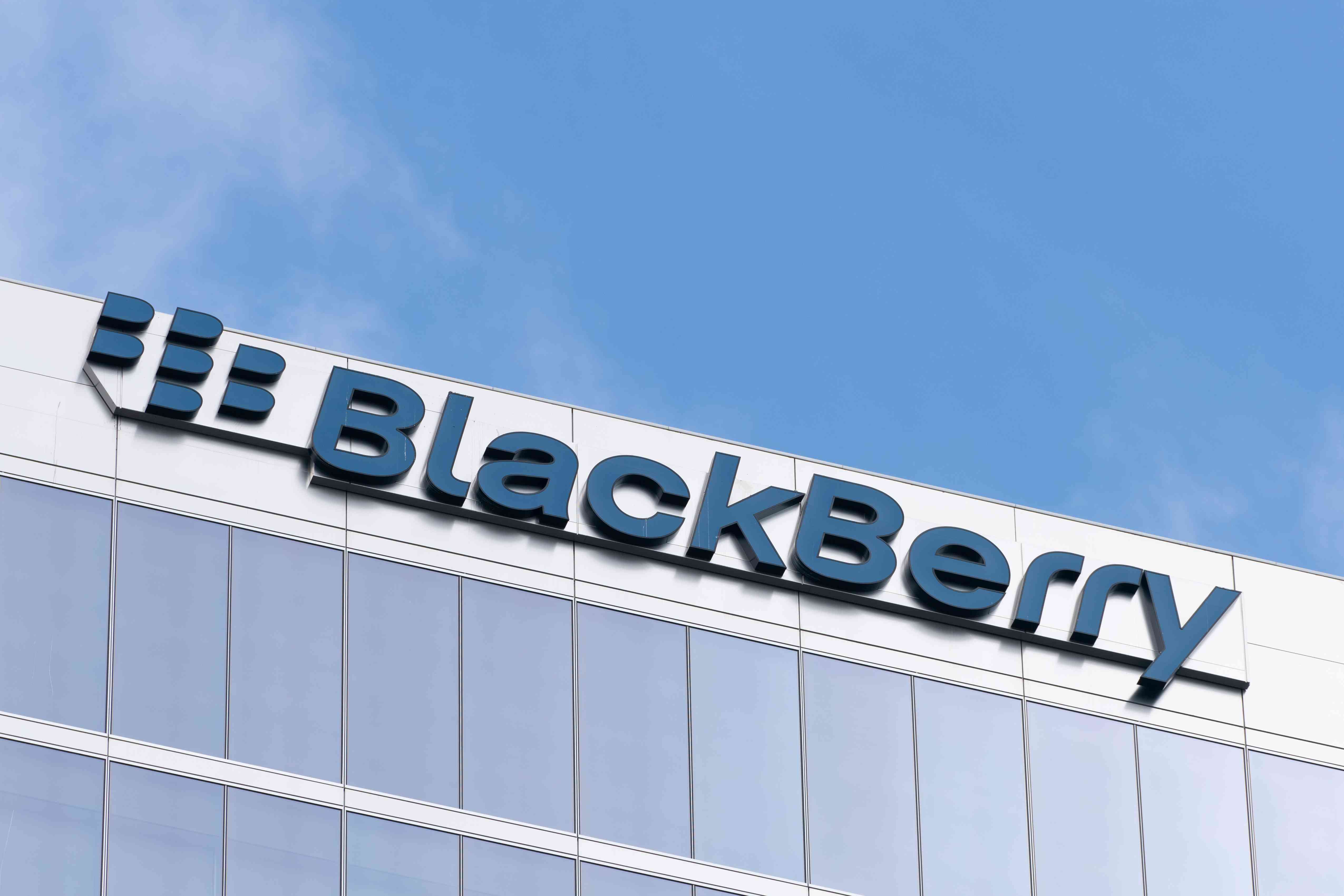 BlackBerry logo on a corporate building.