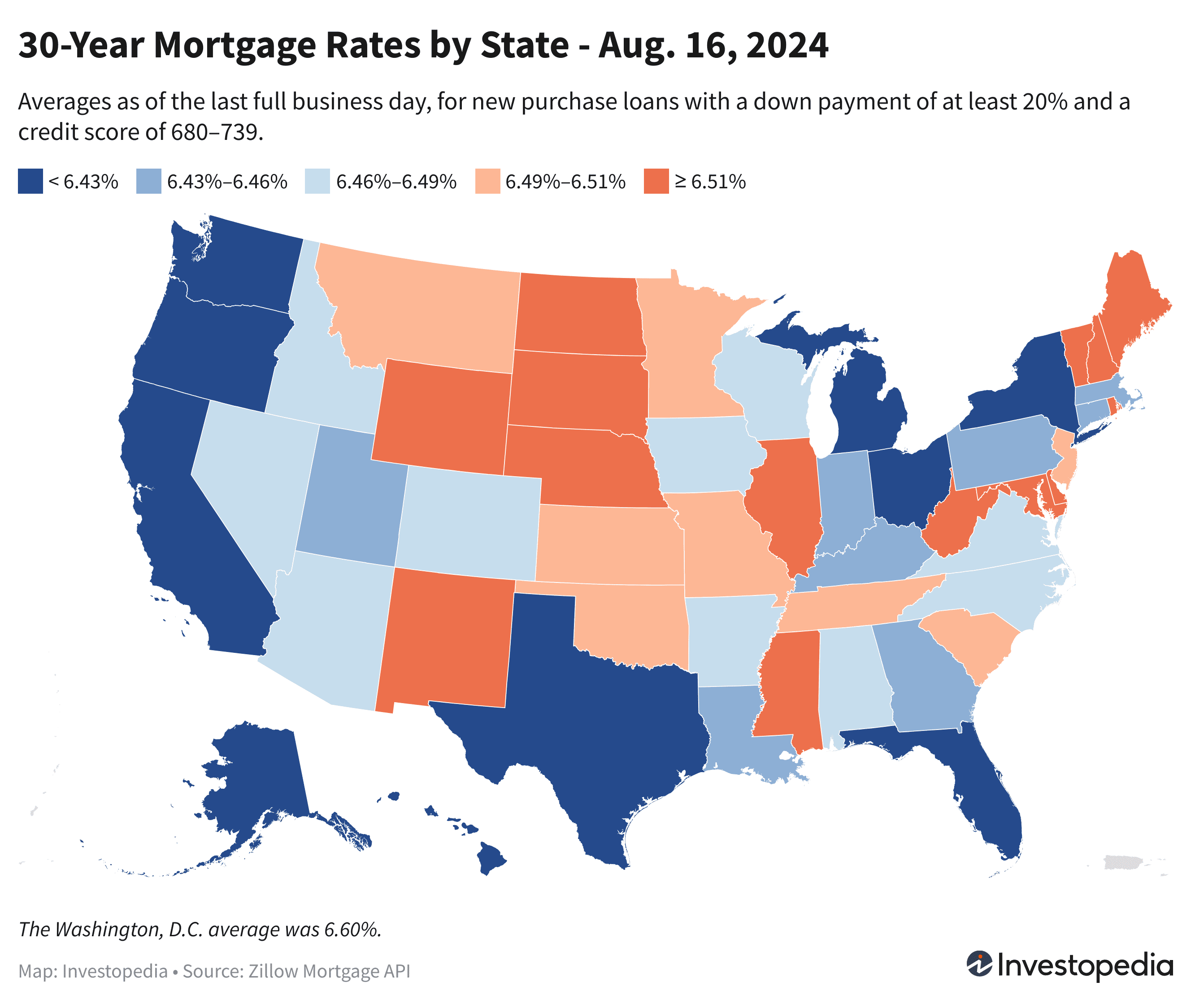 30-Year Mortgage Rates by State - Aug. 16, 2024