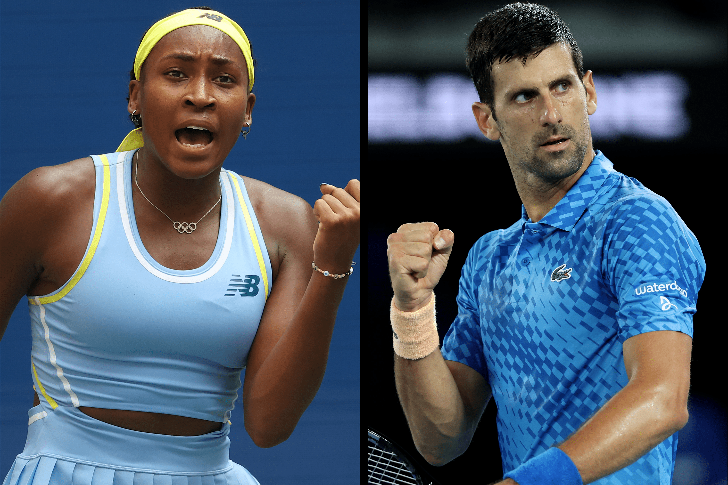 Coco Gauff, left, and Novak Djokovic. 