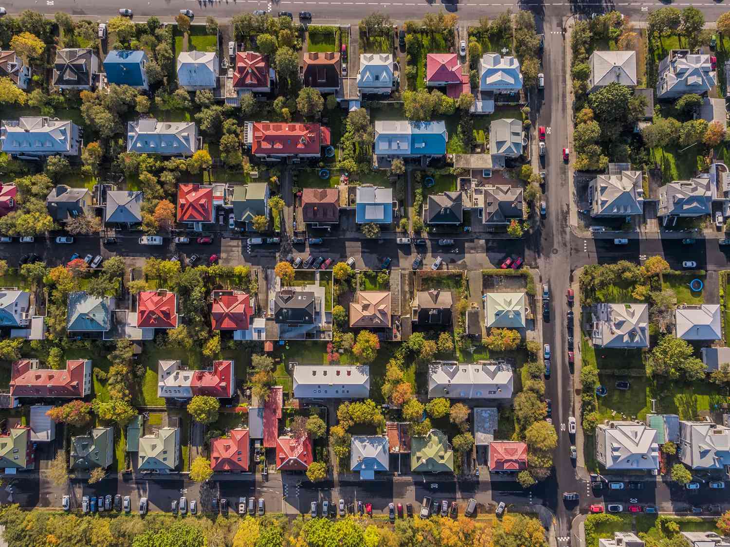 Aerial - Colorful Roof Tops, Reykjavik, Iceland