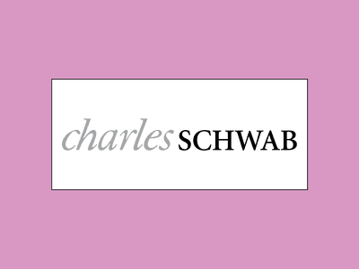 Image shows Charles Schwab logo in the center of a purple background.