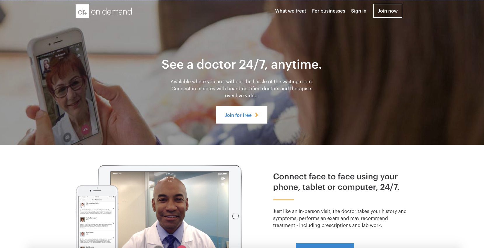 A screenshot of DoctorOnDemand.com.