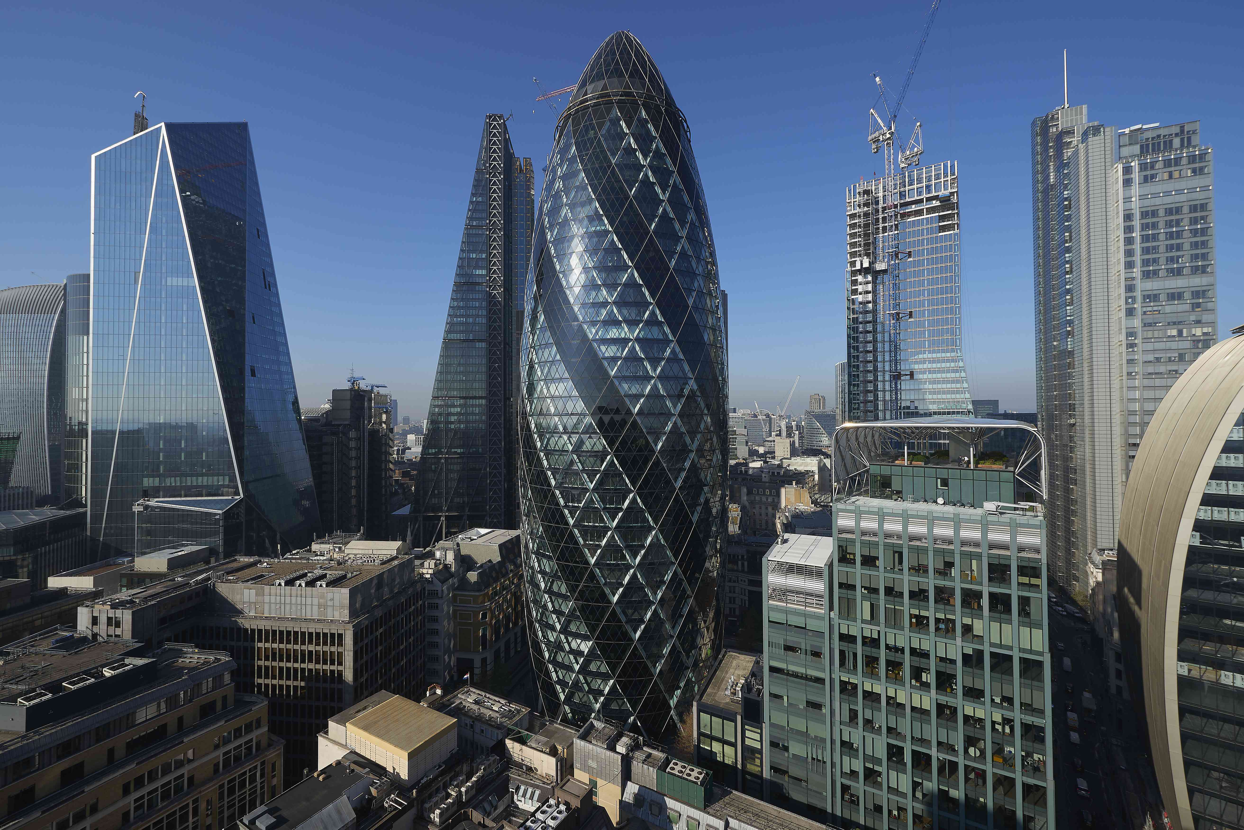 Panoramic view of the London financial district.