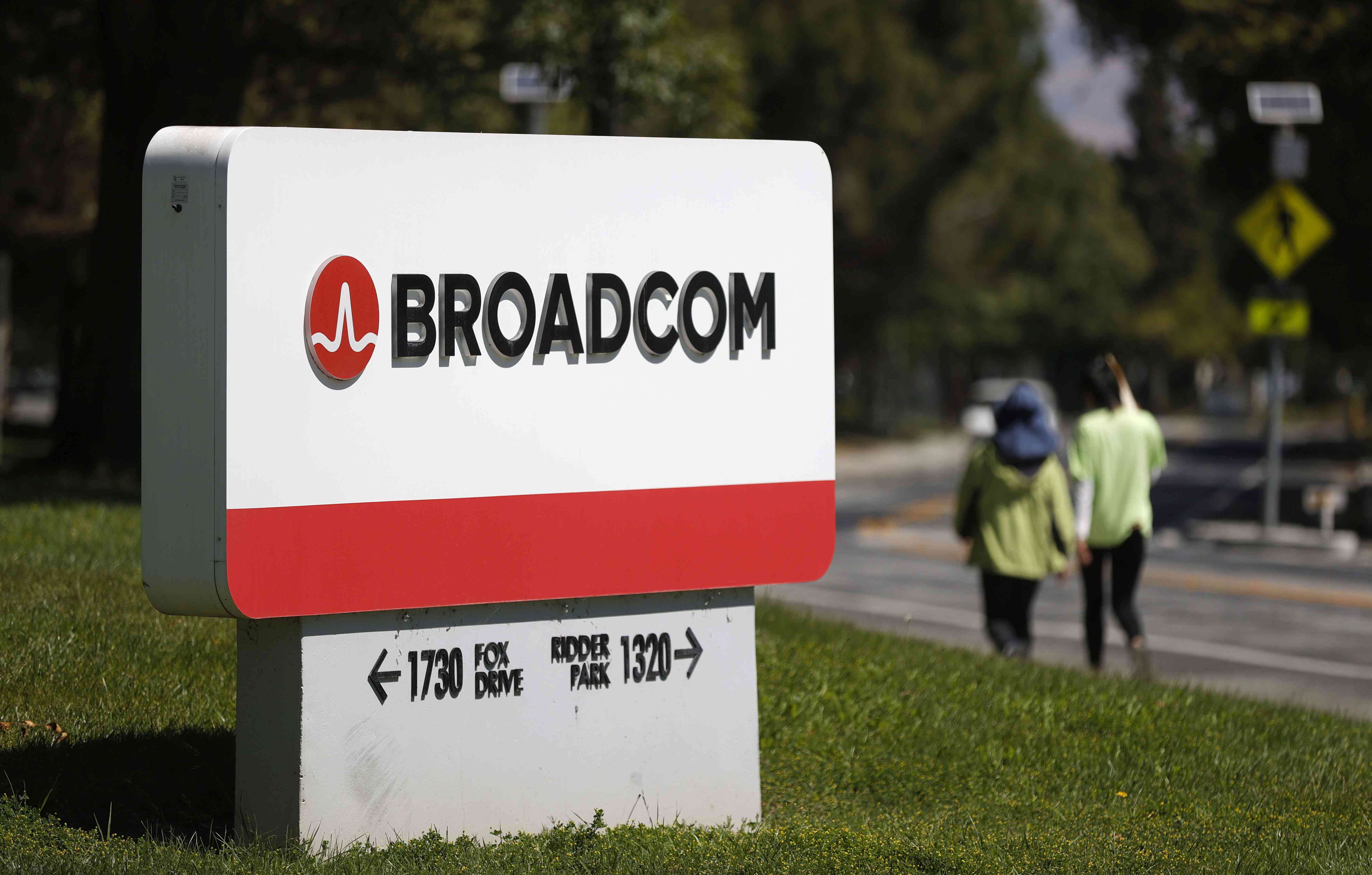 Sign in front of a Broadcom office in San Jose, California