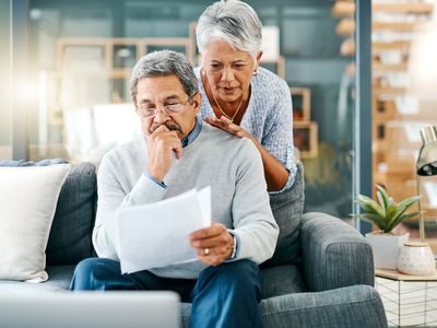 Couple looks at paperwork